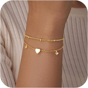 Gold Bracelets for Women, Dainty Gold Jewelry Gifts for Women, 14k Gold Bracelets for Women Non Tarnish, Trendy Gold Bracelet Waterproof, Gold Accessories for women