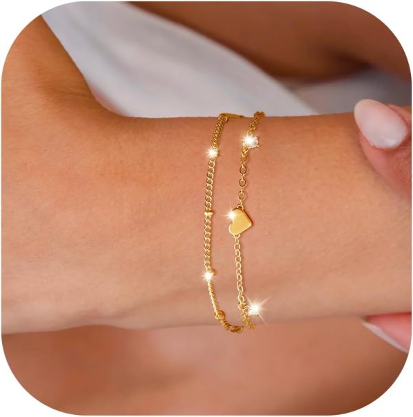 Gold Bracelets for Women, Dainty Gold Jewelry Gifts for Women, 14k Gold Bracelets for Women Non Tarnish, Trendy Gold Bracelet Waterproof, Gold Accessories for women - Image 9