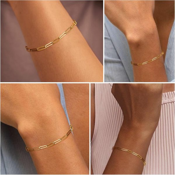 Gold Bracelets for Women, Dainty Gold Jewelry Gifts for Women, 14k Gold Bracelets for Women Non Tarnish, Trendy Gold Bracelet Waterproof, Gold Accessories for women - Image 45