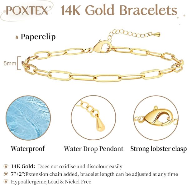 Gold Bracelets for Women, Dainty Gold Jewelry Gifts for Women, 14k Gold Bracelets for Women Non Tarnish, Trendy Gold Bracelet Waterproof, Gold Accessories for women - Image 46
