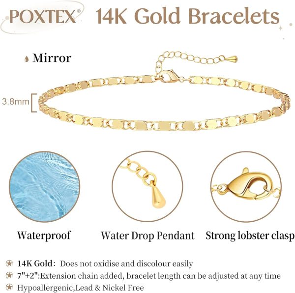 Gold Bracelets for Women, Dainty Gold Jewelry Gifts for Women, 14k Gold Bracelets for Women Non Tarnish, Trendy Gold Bracelet Waterproof, Gold Accessories for women - Image 53