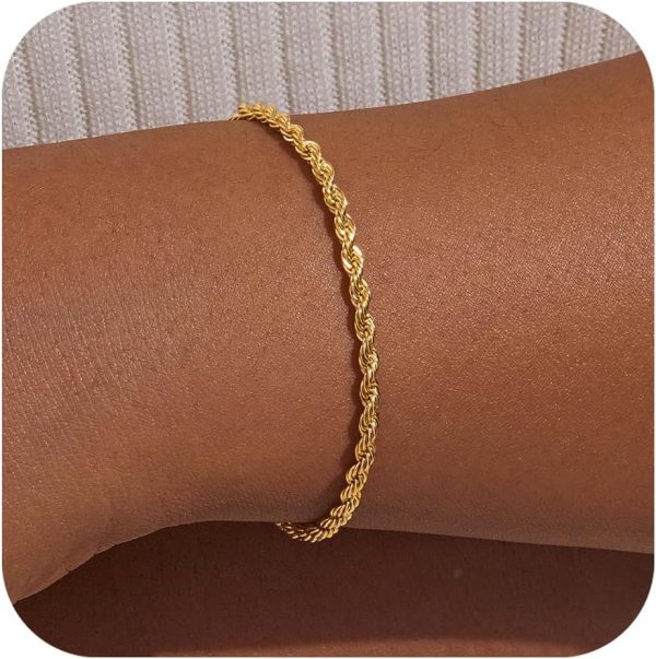 Gold Bracelets for Women, Dainty Gold Jewelry Gifts for Women, 14k Gold Bracelets for Women Non Tarnish, Trendy Gold Bracelet Waterproof, Gold Accessories for women - Image 62
