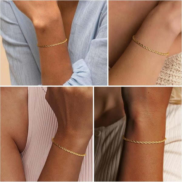 Gold Bracelets for Women, Dainty Gold Jewelry Gifts for Women, 14k Gold Bracelets for Women Non Tarnish, Trendy Gold Bracelet Waterproof, Gold Accessories for women - Image 65