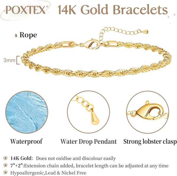 Gold Bracelets for Women, Dainty Gold Jewelry Gifts for Women, 14k Gold Bracelets for Women Non Tarnish, Trendy Gold Bracelet Waterproof, Gold Accessories for women - Image 66