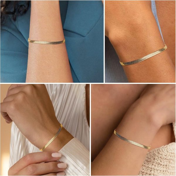 Gold Bracelets for Women, Dainty Gold Jewelry Gifts for Women, 14k Gold Bracelets for Women Non Tarnish, Trendy Gold Bracelet Waterproof, Gold Accessories for women - Image 72