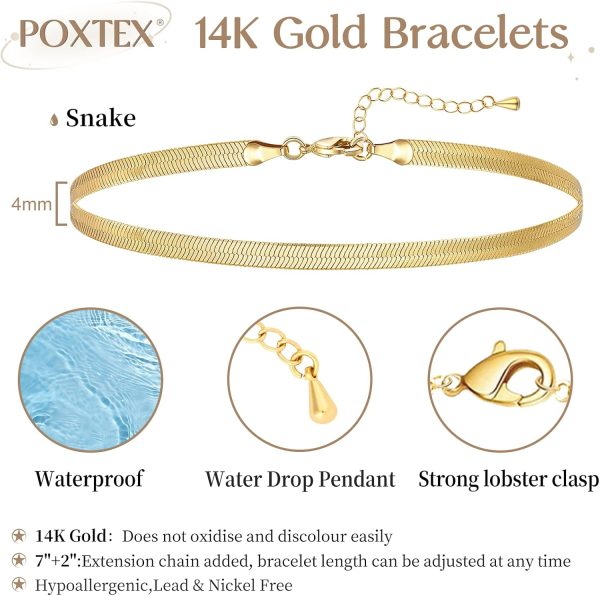 Gold Bracelets for Women, Dainty Gold Jewelry Gifts for Women, 14k Gold Bracelets for Women Non Tarnish, Trendy Gold Bracelet Waterproof, Gold Accessories for women - Image 73