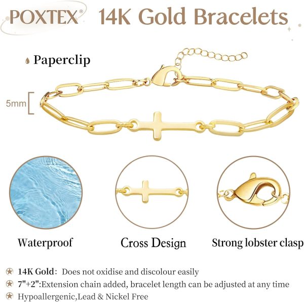 Gold Bracelets for Women, Dainty Gold Jewelry Gifts for Women, 14k Gold Bracelets for Women Non Tarnish, Trendy Gold Bracelet Waterproof, Gold Accessories for women - Image 79
