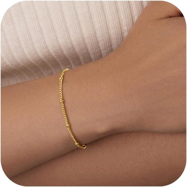 Gold Bracelets for Women, Dainty Gold Jewelry Gifts for Women, 14k Gold Bracelets for Women Non Tarnish, Trendy Gold Bracelet Waterproof, Gold Accessories for women - Image 81