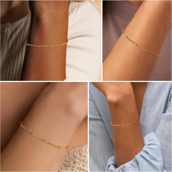 Gold Bracelets for Women, Dainty Gold Jewelry Gifts for Women, 14k Gold Bracelets for Women Non Tarnish, Trendy Gold Bracelet Waterproof, Gold Accessories for women - Image 84