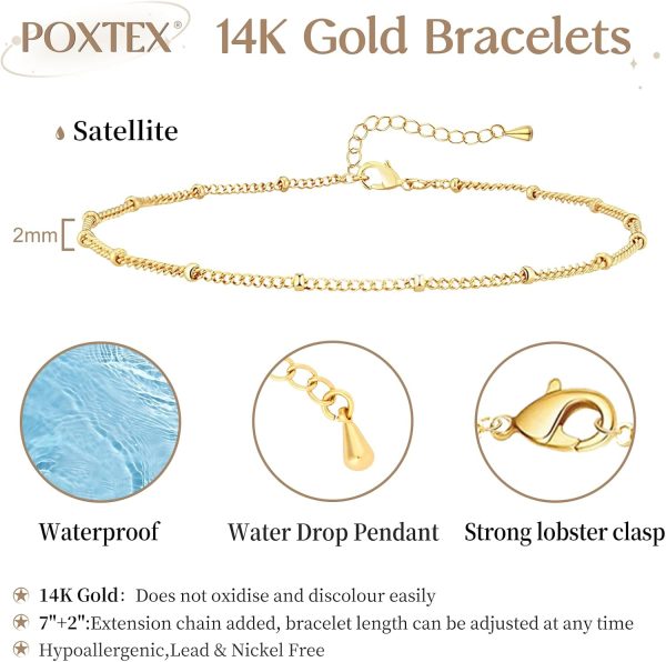 Gold Bracelets for Women, Dainty Gold Jewelry Gifts for Women, 14k Gold Bracelets for Women Non Tarnish, Trendy Gold Bracelet Waterproof, Gold Accessories for women - Image 85