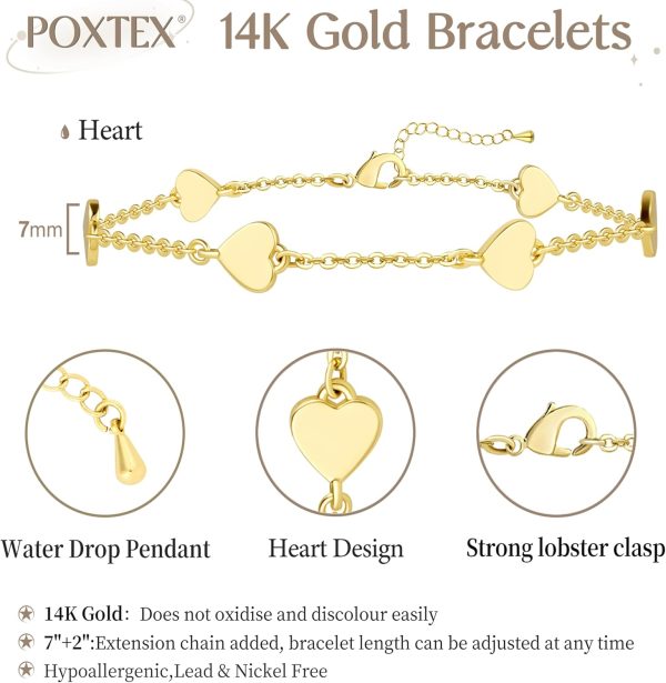 Gold Bracelets for Women, Dainty Gold Jewelry Gifts for Women, 14k Gold Bracelets for Women Non Tarnish, Trendy Gold Bracelet Waterproof, Gold Accessories for women - Image 91