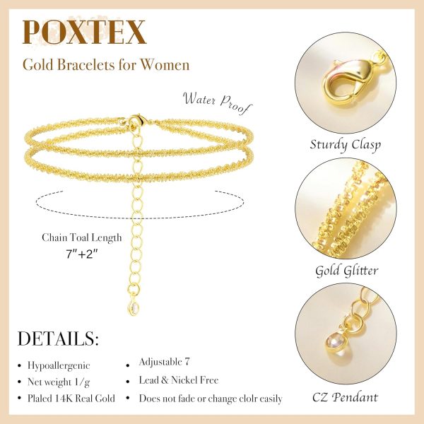 Gold Bracelets for Women, Dainty Gold Jewelry Gifts for Women, 14k Gold Bracelets for Women Non Tarnish, Trendy Gold Bracelet Waterproof, Gold Accessories for women - Image 107