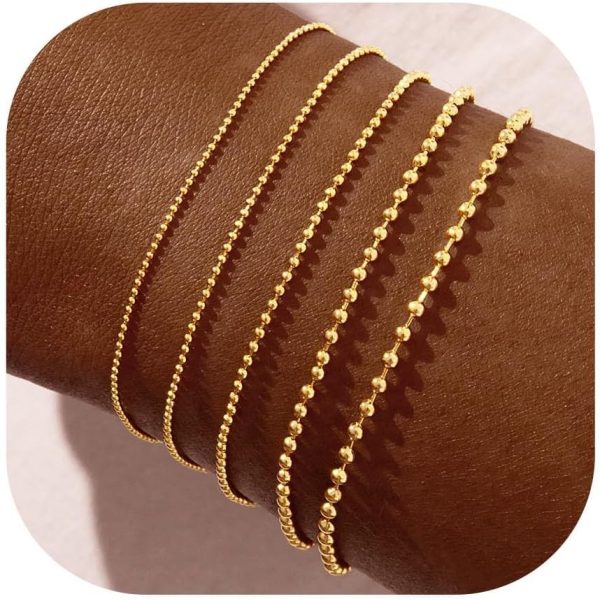 Gold Bracelets for Women,Dainty Bracelets Set for Women Trendy, Gold Bracelets Stack With Beaded, Cuban, Paperclip, Heart, Snake, Rope, Pearl, Cross, Hand Chain, Silver Jewelry Gifts for Women Christmas
