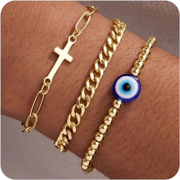Gold Bracelets for Women,Dainty Bracelets Set for Women Trendy, Gold Bracelets Stack With Beaded, Cuban, Paperclip, Heart, Snake, Rope, Pearl, Cross, Hand Chain, Silver Jewelry Gifts for Women Christmas - Image 17