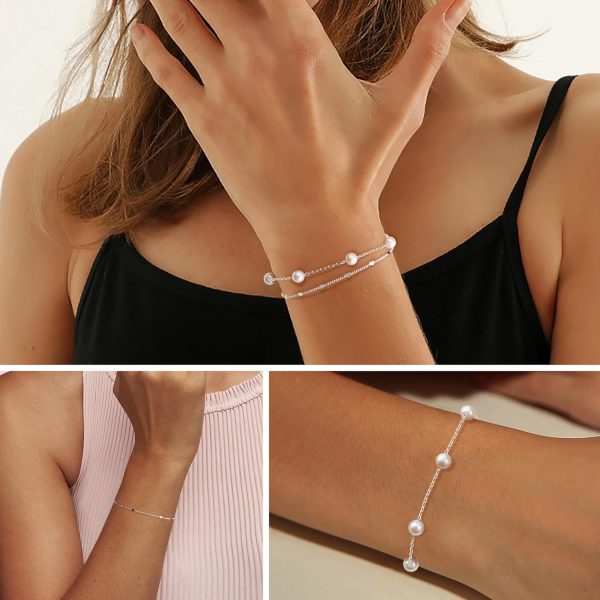 Gold Bracelets for Women,Dainty Bracelets Set for Women Trendy, Gold Bracelets Stack With Beaded, Cuban, Paperclip, Heart, Snake, Rope, Pearl, Cross, Hand Chain, Silver Jewelry Gifts for Women Christmas - Image 34