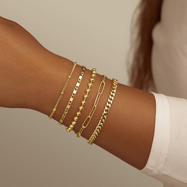 Gold Bracelets for Women,Dainty Bracelets Set for Women Trendy, Gold Bracelets Stack With Beaded, Cuban, Paperclip, Heart, Snake, Rope, Pearl, Cross, Hand Chain, Silver Jewelry Gifts for Women Christmas - Image 39