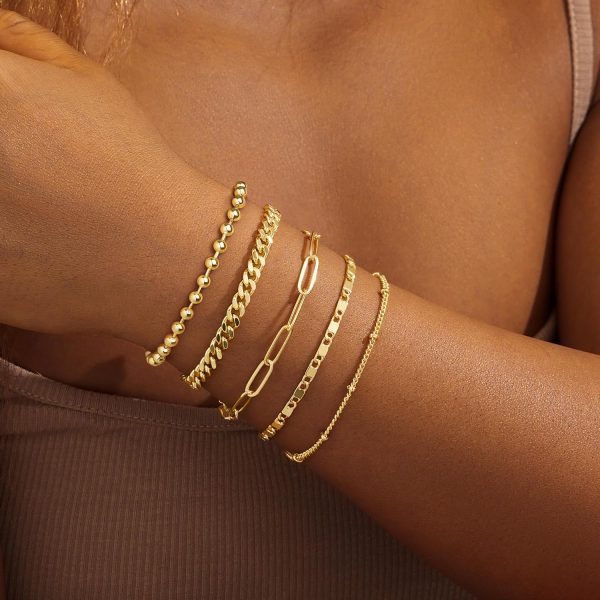 Gold Bracelets for Women,Dainty Bracelets Set for Women Trendy, Gold Bracelets Stack With Beaded, Cuban, Paperclip, Heart, Snake, Rope, Pearl, Cross, Hand Chain, Silver Jewelry Gifts for Women Christmas - Image 40