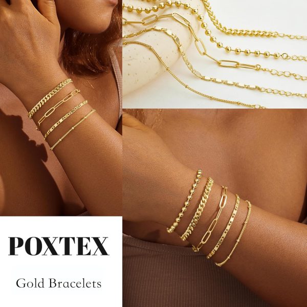 Gold Bracelets for Women,Dainty Bracelets Set for Women Trendy, Gold Bracelets Stack With Beaded, Cuban, Paperclip, Heart, Snake, Rope, Pearl, Cross, Hand Chain, Silver Jewelry Gifts for Women Christmas - Image 42
