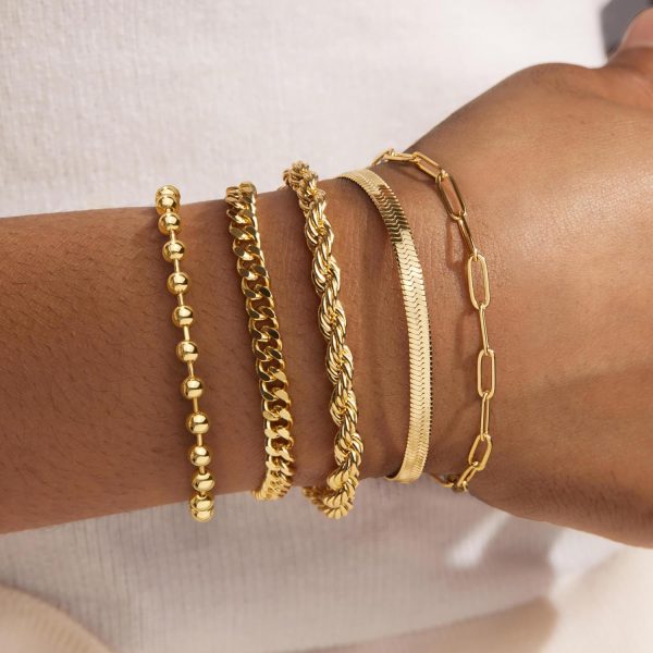 Gold Bracelets for Women,Dainty Bracelets Set for Women Trendy, Gold Bracelets Stack With Beaded, Cuban, Paperclip, Heart, Snake, Rope, Pearl, Cross, Hand Chain, Silver Jewelry Gifts for Women Christmas - Image 47
