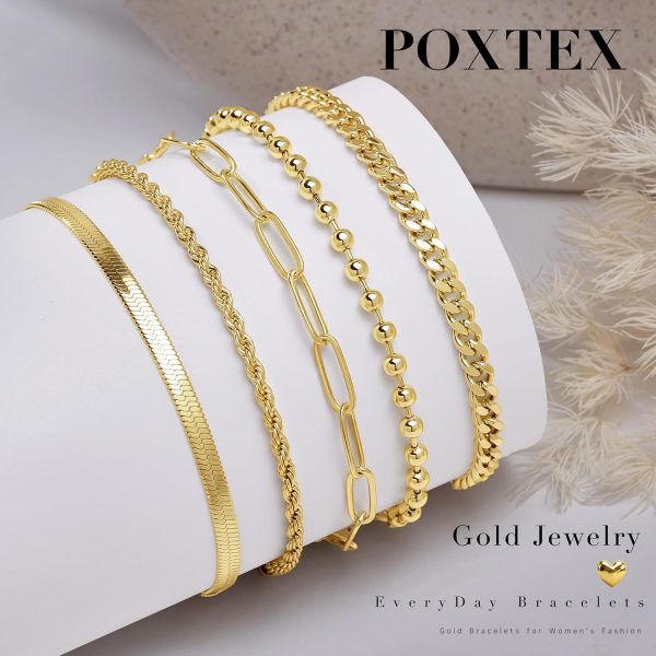 Gold Bracelets for Women,Dainty Bracelets Set for Women Trendy, Gold Bracelets Stack With Beaded, Cuban, Paperclip, Heart, Snake, Rope, Pearl, Cross, Hand Chain, Silver Jewelry Gifts for Women Christmas - Image 50