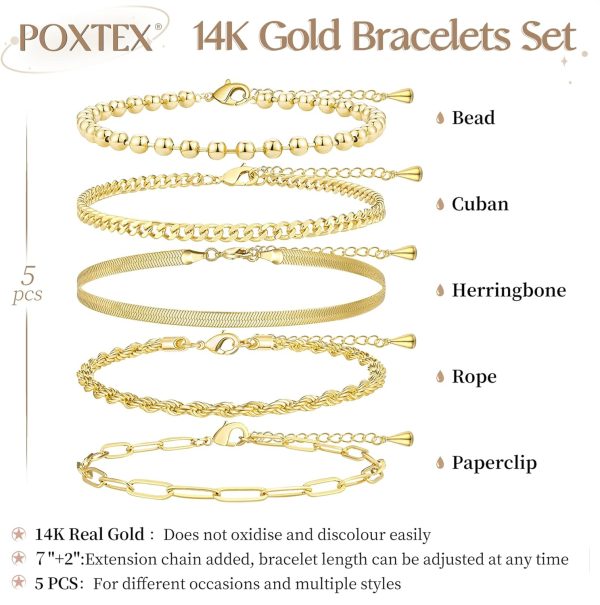 Gold Bracelets for Women,Dainty Bracelets Set for Women Trendy, Gold Bracelets Stack With Beaded, Cuban, Paperclip, Heart, Snake, Rope, Pearl, Cross, Hand Chain, Silver Jewelry Gifts for Women Christmas - Image 51