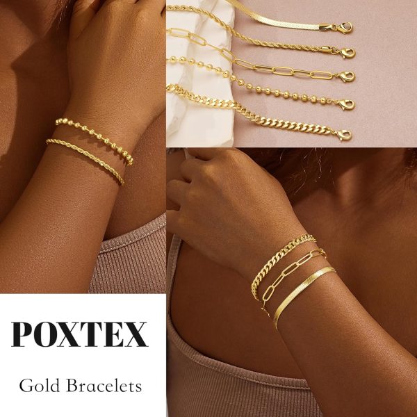 Gold Bracelets for Women,Dainty Bracelets Set for Women Trendy, Gold Bracelets Stack With Beaded, Cuban, Paperclip, Heart, Snake, Rope, Pearl, Cross, Hand Chain, Silver Jewelry Gifts for Women Christmas - Image 52