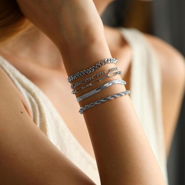 Gold Bracelets for Women,Dainty Bracelets Set for Women Trendy, Gold Bracelets Stack With Beaded, Cuban, Paperclip, Heart, Snake, Rope, Pearl, Cross, Hand Chain, Silver Jewelry Gifts for Women Christmas - Image 55