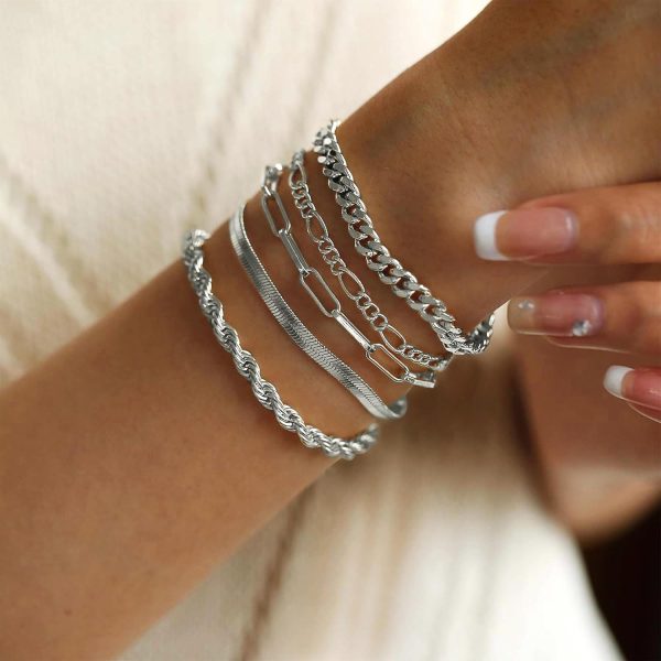 Gold Bracelets for Women,Dainty Bracelets Set for Women Trendy, Gold Bracelets Stack With Beaded, Cuban, Paperclip, Heart, Snake, Rope, Pearl, Cross, Hand Chain, Silver Jewelry Gifts for Women Christmas - Image 56