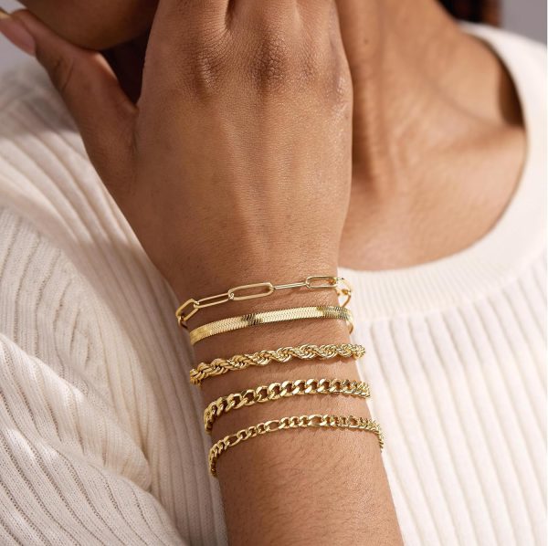Gold Bracelets for Women,Dainty Bracelets Set for Women Trendy, Gold Bracelets Stack With Beaded, Cuban, Paperclip, Heart, Snake, Rope, Pearl, Cross, Hand Chain, Silver Jewelry Gifts for Women Christmas - Image 62