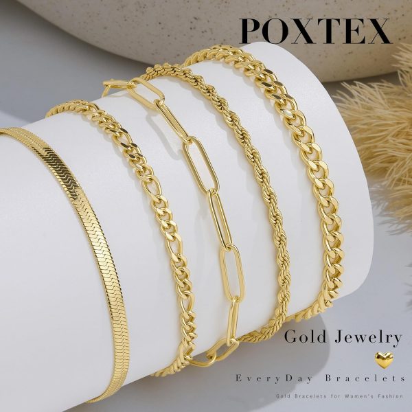Gold Bracelets for Women,Dainty Bracelets Set for Women Trendy, Gold Bracelets Stack With Beaded, Cuban, Paperclip, Heart, Snake, Rope, Pearl, Cross, Hand Chain, Silver Jewelry Gifts for Women Christmas - Image 64