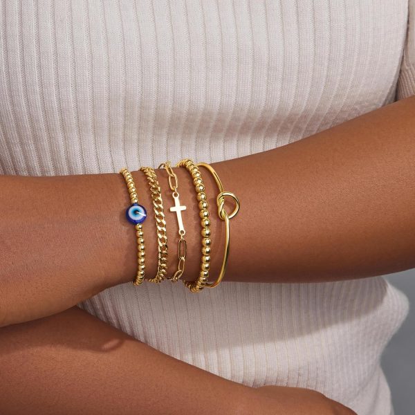 Gold Bracelets for Women,Dainty Bracelets Set for Women Trendy, Gold Bracelets Stack With Beaded, Cuban, Paperclip, Heart, Snake, Rope, Pearl, Cross, Hand Chain, Silver Jewelry Gifts for Women Christmas - Image 69