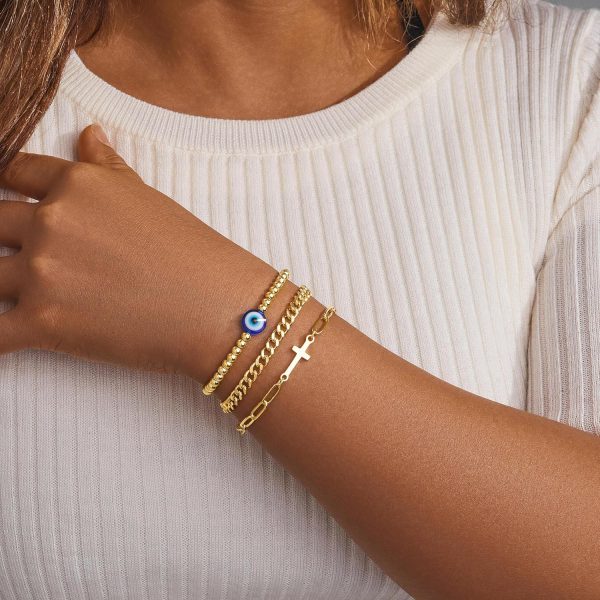 Gold Bracelets for Women,Dainty Bracelets Set for Women Trendy, Gold Bracelets Stack With Beaded, Cuban, Paperclip, Heart, Snake, Rope, Pearl, Cross, Hand Chain, Silver Jewelry Gifts for Women Christmas - Image 70