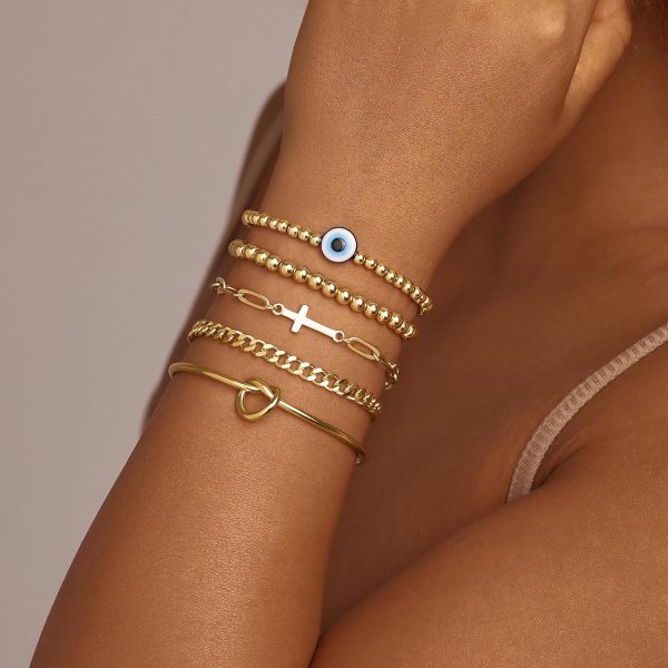 Gold Bracelets for Women,Dainty Bracelets Set for Women Trendy, Gold Bracelets Stack With Beaded, Cuban, Paperclip, Heart, Snake, Rope, Pearl, Cross, Hand Chain, Silver Jewelry Gifts for Women Christmas - Image 71
