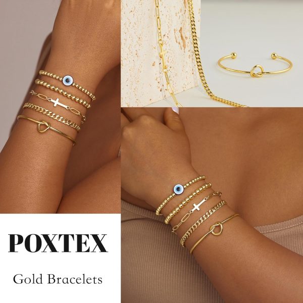 Gold Bracelets for Women,Dainty Bracelets Set for Women Trendy, Gold Bracelets Stack With Beaded, Cuban, Paperclip, Heart, Snake, Rope, Pearl, Cross, Hand Chain, Silver Jewelry Gifts for Women Christmas - Image 72