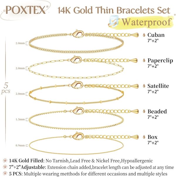 Gold Bracelets for Women,Dainty Bracelets Set for Women Trendy, Gold Bracelets Stack With Beaded, Cuban, Paperclip, Heart, Snake, Rope, Pearl, Cross, Hand Chain, Silver Jewelry Gifts for Women Christmas - Image 80