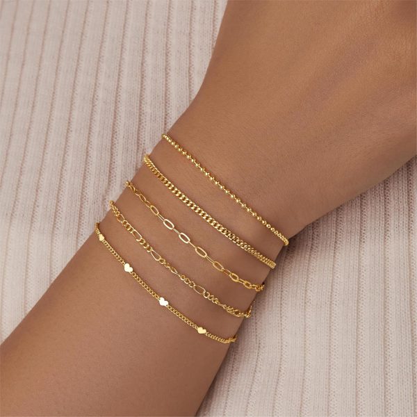 Gold Bracelets for Women,Dainty Bracelets Set for Women Trendy, Gold Bracelets Stack With Beaded, Cuban, Paperclip, Heart, Snake, Rope, Pearl, Cross, Hand Chain, Silver Jewelry Gifts for Women Christmas - Image 85