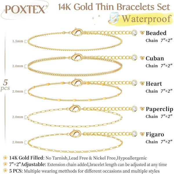 Gold Bracelets for Women,Dainty Bracelets Set for Women Trendy, Gold Bracelets Stack With Beaded, Cuban, Paperclip, Heart, Snake, Rope, Pearl, Cross, Hand Chain, Silver Jewelry Gifts for Women Christmas - Image 86