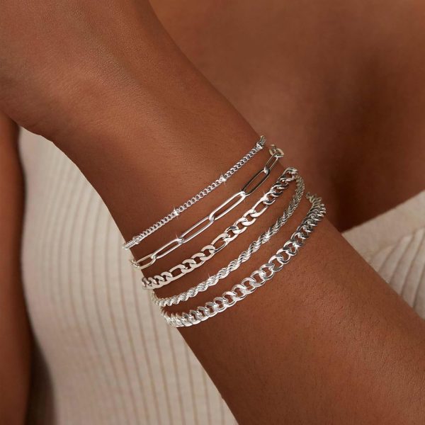 Gold Bracelets for Women,Dainty Bracelets Set for Women Trendy, Gold Bracelets Stack With Beaded, Cuban, Paperclip, Heart, Snake, Rope, Pearl, Cross, Hand Chain, Silver Jewelry Gifts for Women Christmas - Image 92