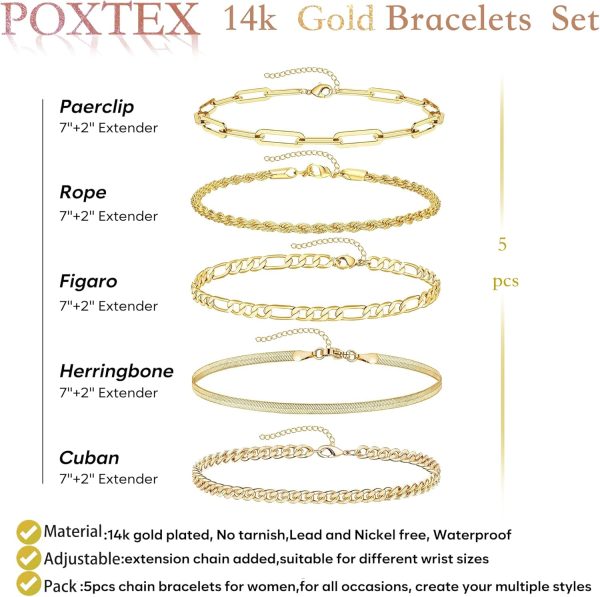 Gold Bracelets for Women,Dainty Bracelets Set for Women Trendy, Gold Bracelets Stack With Beaded, Cuban, Paperclip, Heart, Snake, Rope, Pearl, Cross, Hand Chain, Silver Jewelry Gifts for Women Christmas - Image 63