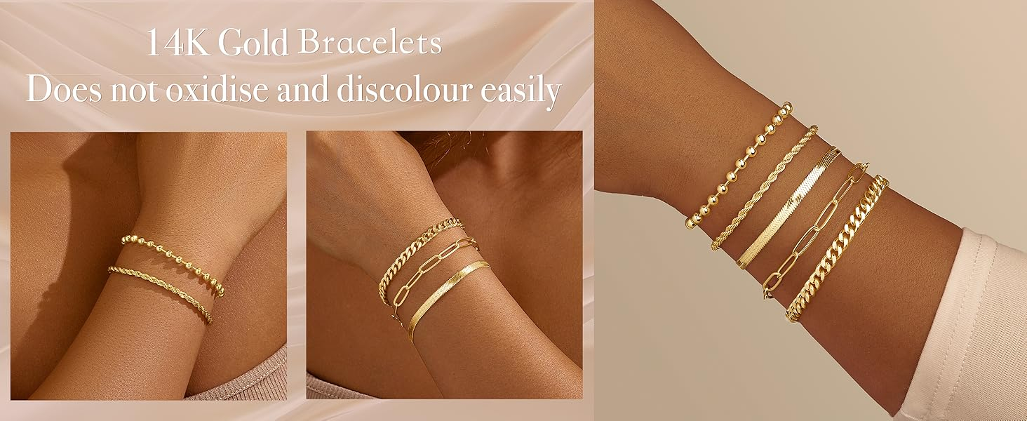 Gold Bracelet Set does not oxidise and discolour easily