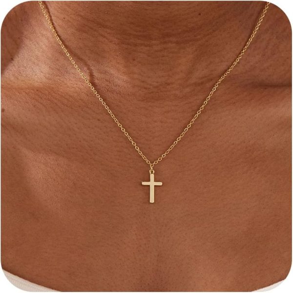 Cross Necklace for Women, Dainty14K Real Gold Silver Plated Cross Choker Pendant Jewelry Non Tarnish Waterproof Trendy Cute Simple Small Necklace Easter Christian Baptism Religious Faith Jewelry Gifts - Image 7