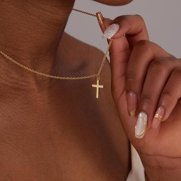 Cross Necklace for Women, Dainty14K Real Gold Silver Plated Cross Choker Pendant Jewelry Non Tarnish Waterproof Trendy Cute Simple Small Necklace Easter Christian Baptism Religious Faith Jewelry Gifts - Image 8