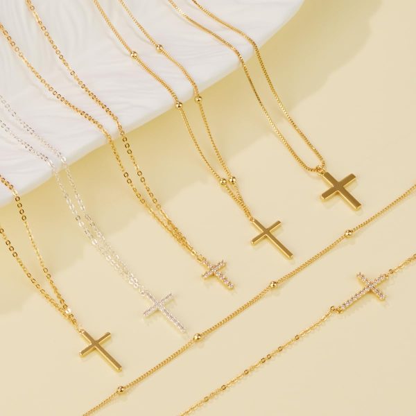 Cross Necklace for Women, Dainty14K Real Gold Silver Plated Cross Choker Pendant Jewelry Non Tarnish Waterproof Trendy Cute Simple Small Necklace Easter Christian Baptism Religious Faith Jewelry Gifts - Image 13