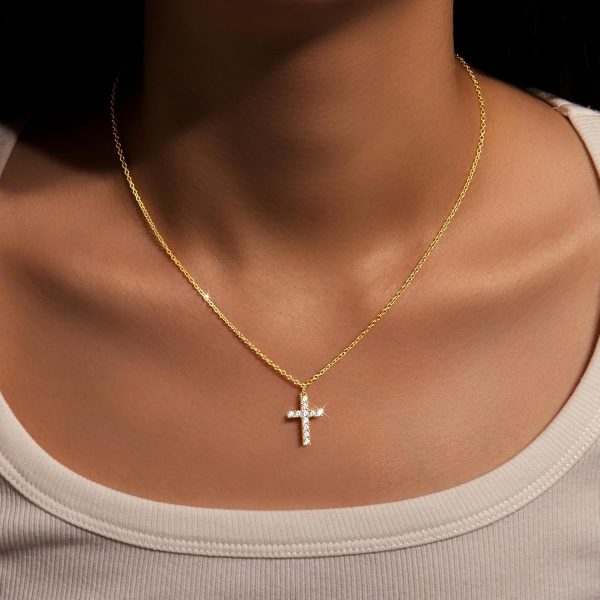 Cross Necklace for Women, Dainty14K Real Gold Silver Plated Cross Choker Pendant Jewelry Non Tarnish Waterproof Trendy Cute Simple Small Necklace Easter Christian Baptism Religious Faith Jewelry Gifts - Image 17
