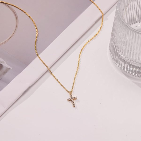 Cross Necklace for Women, Dainty14K Real Gold Silver Plated Cross Choker Pendant Jewelry Non Tarnish Waterproof Trendy Cute Simple Small Necklace Easter Christian Baptism Religious Faith Jewelry Gifts - Image 20