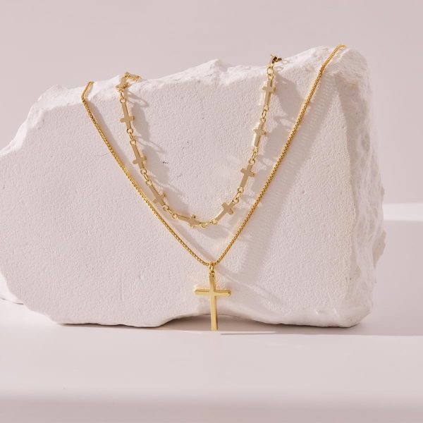 Cross Necklace for Women, Dainty14K Real Gold Silver Plated Cross Choker Pendant Jewelry Non Tarnish Waterproof Trendy Cute Simple Small Necklace Easter Christian Baptism Religious Faith Jewelry Gifts - Image 34