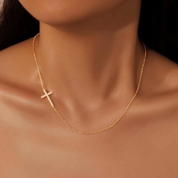 Cross Necklace for Women, Dainty14K Real Gold Silver Plated Cross Choker Pendant Jewelry Non Tarnish Waterproof Trendy Cute Simple Small Necklace Easter Christian Baptism Religious Faith Jewelry Gifts - Image 44