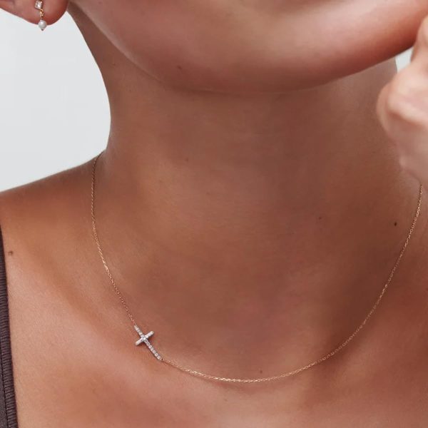 Cross Necklace for Women, Dainty14K Real Gold Silver Plated Cross Choker Pendant Jewelry Non Tarnish Waterproof Trendy Cute Simple Small Necklace Easter Christian Baptism Religious Faith Jewelry Gifts - Image 46