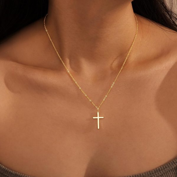 Cross Necklace for Women, Dainty14K Real Gold Silver Plated Cross Choker Pendant Jewelry Non Tarnish Waterproof Trendy Cute Simple Small Necklace Easter Christian Baptism Religious Faith Jewelry Gifts - Image 48