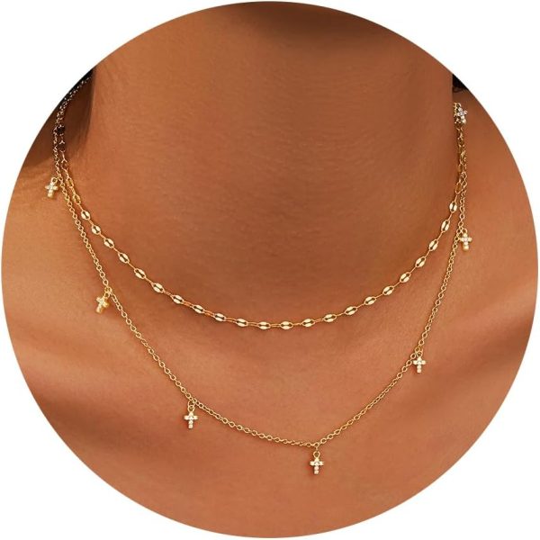 Cross Necklace for Women, Dainty14K Real Gold Silver Plated Cross Choker Pendant Jewelry Non Tarnish Waterproof Trendy Cute Simple Small Necklace Easter Christian Baptism Religious Faith Jewelry Gifts - Image 52